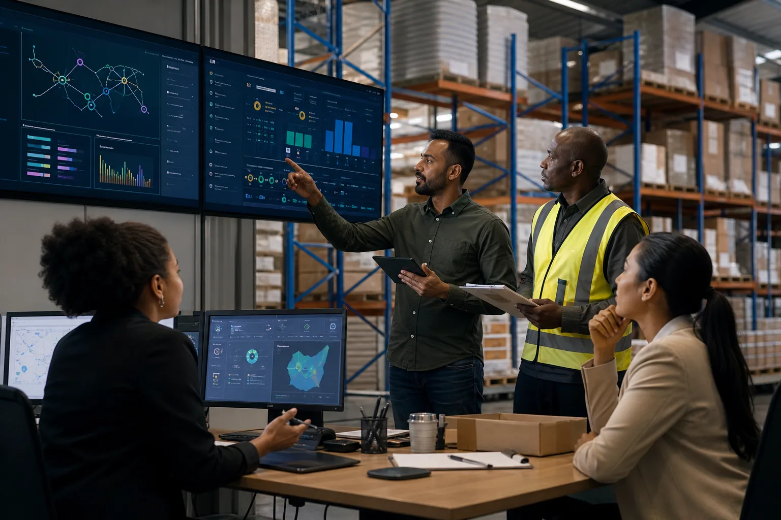 South African warehouse finance and IT specialists reviewing Sage 300 company location stock allocation and field order routing decisions