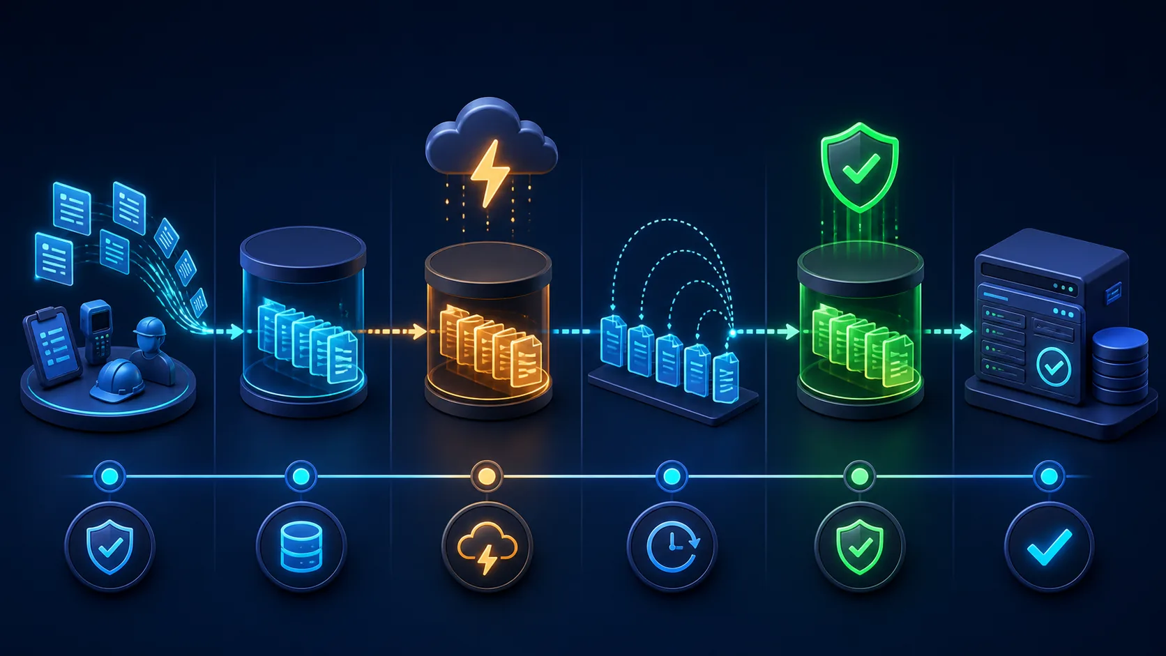 Durable ERP integration queue recovering field orders after a temporary connection failure without creating duplicates