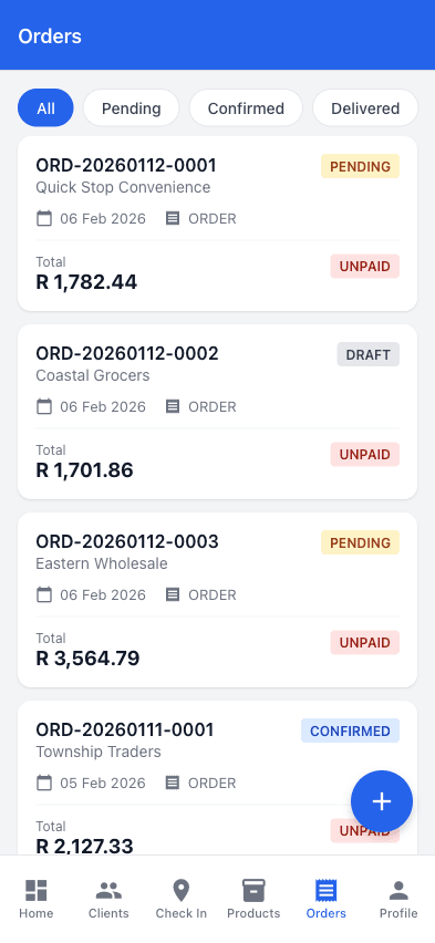 Customer detail on mobile app