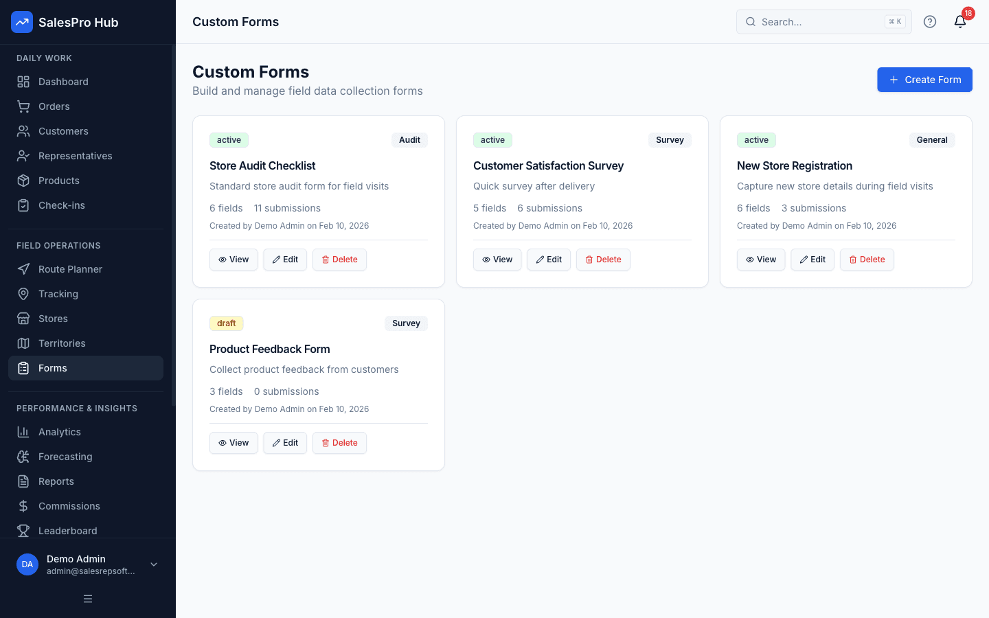 Custom Forms & Audits screenshot