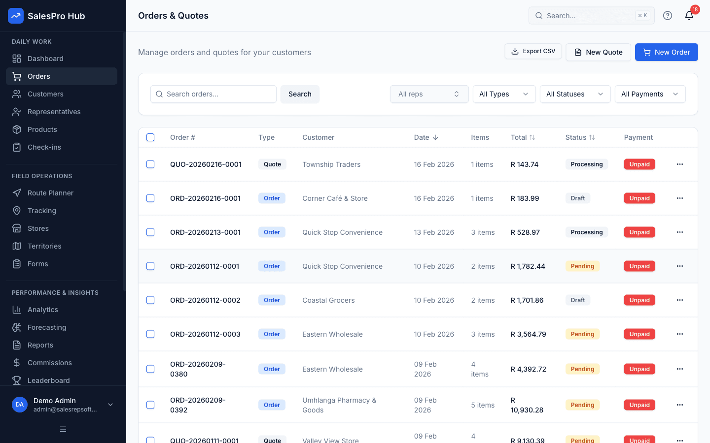 Order management for FMCG companies